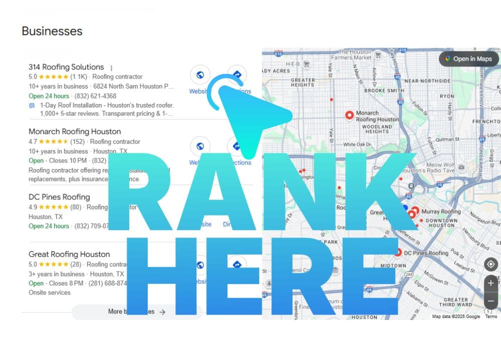 Google Map Pack with Rank Here text